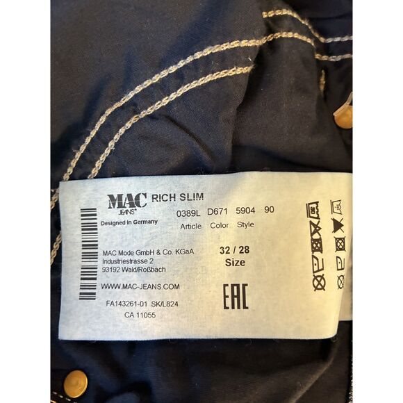 Mac Jeans Rich Slim 5904-90-0389L | D671 Dark Blue Net Wash - Size 28 - Picture 11 of 11